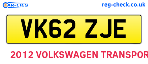 VK62ZJE are the vehicle registration plates.