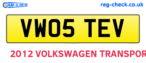 VW05TEV are the vehicle registration plates.