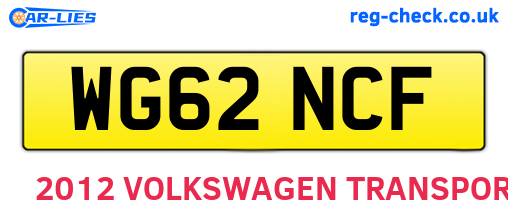 WG62NCF are the vehicle registration plates.