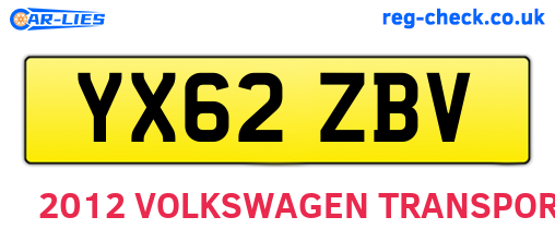 YX62ZBV are the vehicle registration plates.