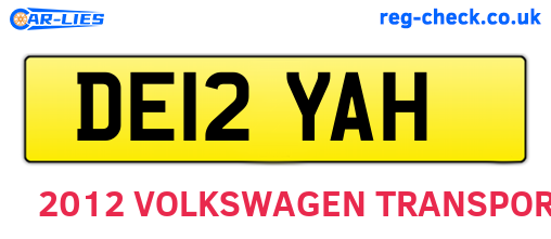 DE12YAH are the vehicle registration plates.