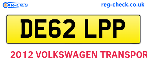 DE62LPP are the vehicle registration plates.