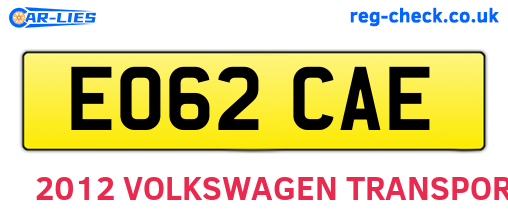 EO62CAE are the vehicle registration plates.