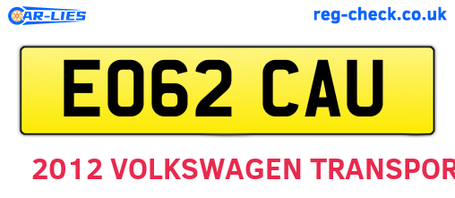 EO62CAU are the vehicle registration plates.