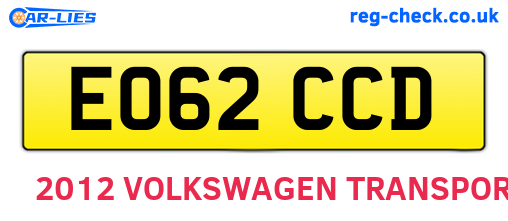 EO62CCD are the vehicle registration plates.
