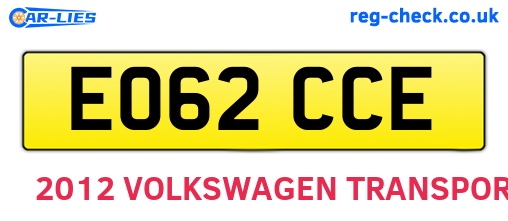 EO62CCE are the vehicle registration plates.