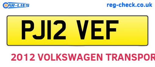 PJ12VEF are the vehicle registration plates.