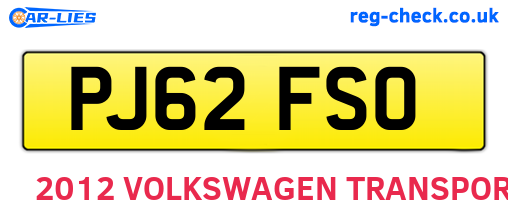 PJ62FSO are the vehicle registration plates.