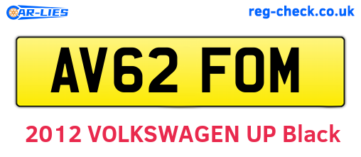 AV62FOM are the vehicle registration plates.