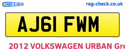 AJ61FWM are the vehicle registration plates.
