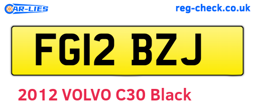 FG12BZJ are the vehicle registration plates.