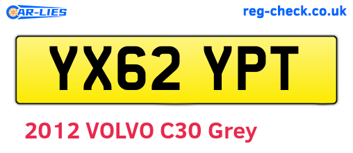 YX62YPT are the vehicle registration plates.