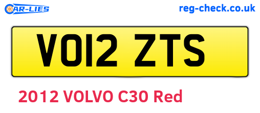 VO12ZTS are the vehicle registration plates.