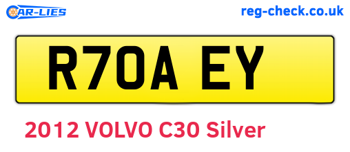 R70AEY are the vehicle registration plates.