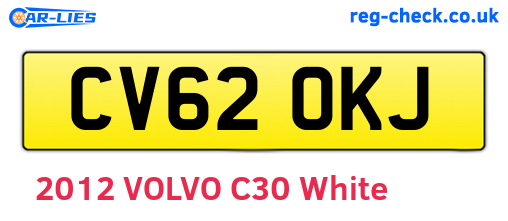CV62OKJ are the vehicle registration plates.