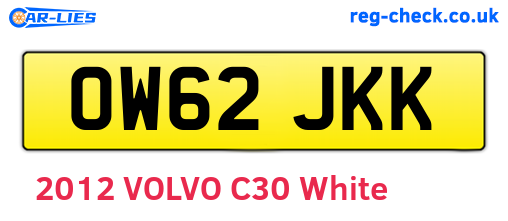 OW62JKK are the vehicle registration plates.
