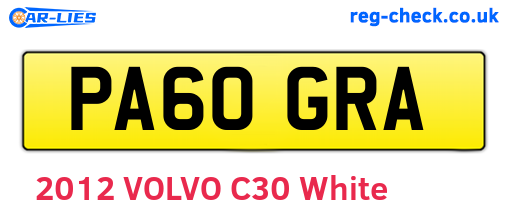 PA60GRA are the vehicle registration plates.