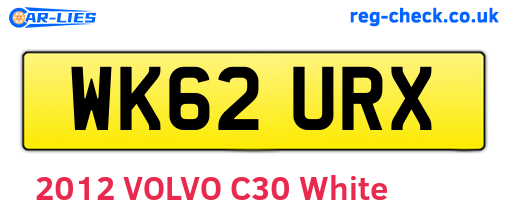 WK62URX are the vehicle registration plates.