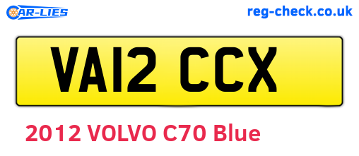 VA12CCX are the vehicle registration plates.