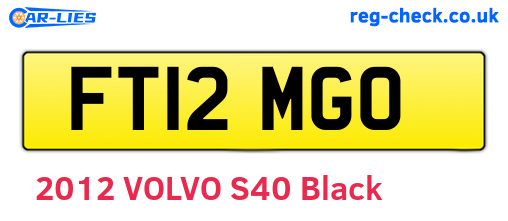 FT12MGO are the vehicle registration plates.