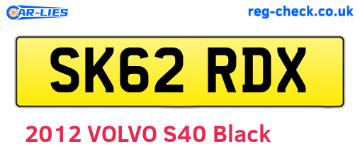 SK62RDX are the vehicle registration plates.