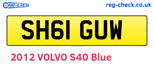SH61GUW are the vehicle registration plates.