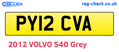 PY12CVA are the vehicle registration plates.