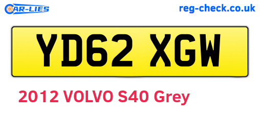 YD62XGW are the vehicle registration plates.