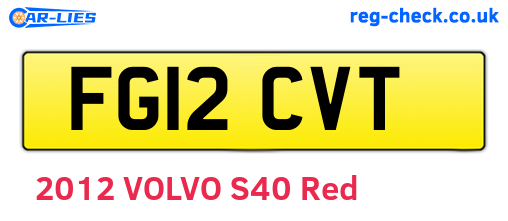 FG12CVT are the vehicle registration plates.
