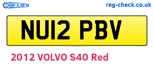 NU12PBV are the vehicle registration plates.