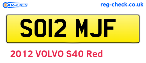 SO12MJF are the vehicle registration plates.