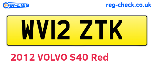 WV12ZTK are the vehicle registration plates.