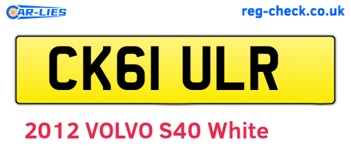 CK61ULR are the vehicle registration plates.