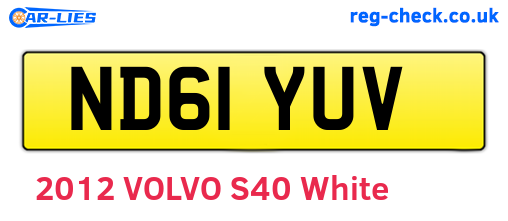 ND61YUV are the vehicle registration plates.