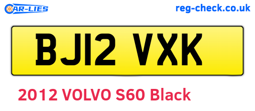 BJ12VXK are the vehicle registration plates.