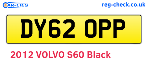 DY62OPP are the vehicle registration plates.