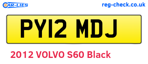 PY12MDJ are the vehicle registration plates.