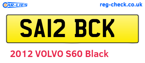 SA12BCK are the vehicle registration plates.