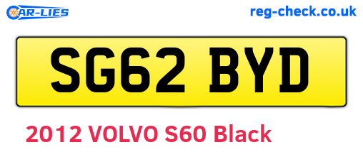 SG62BYD are the vehicle registration plates.
