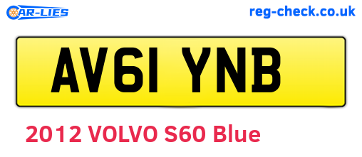 AV61YNB are the vehicle registration plates.