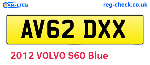 AV62DXX are the vehicle registration plates.