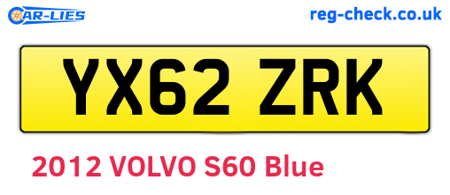 YX62ZRK are the vehicle registration plates.