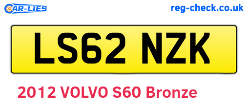 LS62NZK are the vehicle registration plates.
