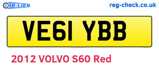 VE61YBB are the vehicle registration plates.