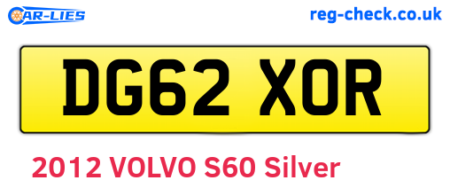 DG62XOR are the vehicle registration plates.
