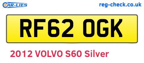 RF62OGK are the vehicle registration plates.