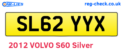 SL62YYX are the vehicle registration plates.