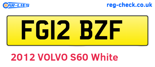 FG12BZF are the vehicle registration plates.