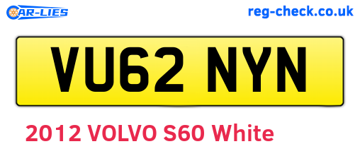 VU62NYN are the vehicle registration plates.