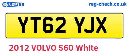 YT62YJX are the vehicle registration plates.
